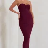 Evita | Burgundy Maternity Sweetheart Twist Detail Maxi Dress