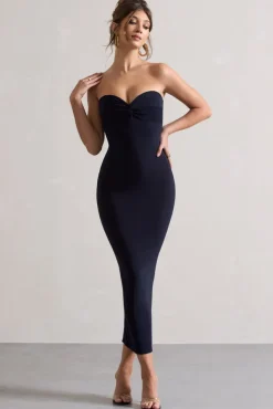 Evita | Navy Sweetheart Twist Detail Maxi Dress