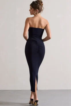 Evita | Navy Sweetheart Twist Detail Maxi Dress