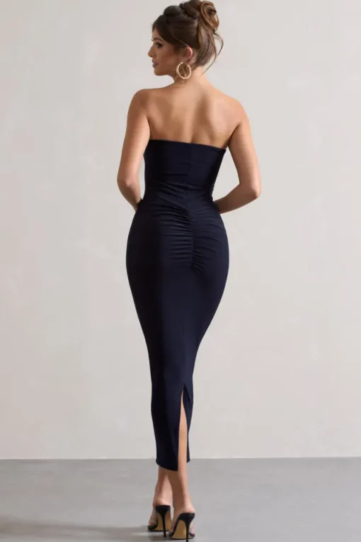 Evita | Navy Sweetheart Twist Detail Maxi Dress