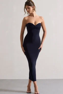 Evita | Navy Sweetheart Twist Detail Maxi Dress