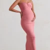 Evita | Pink Maternity Sweetheart Twist Detail Midi Dress