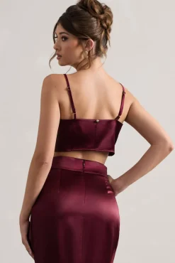 Fawn | Plum Satin Cami Crop Top