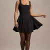 Fiala | Black Square-Neck Mini Dress With Volume Skirt