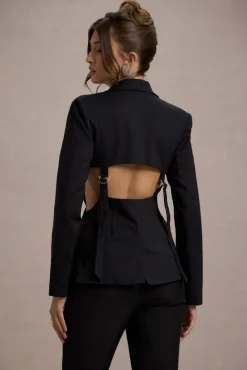 Fixation | Black Tailored Cut Out Blazer