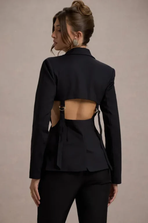 Fixation | Black Tailored Cut Out Blazer
