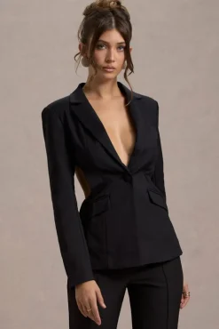 Fixation | Black Tailored Cut Out Blazer
