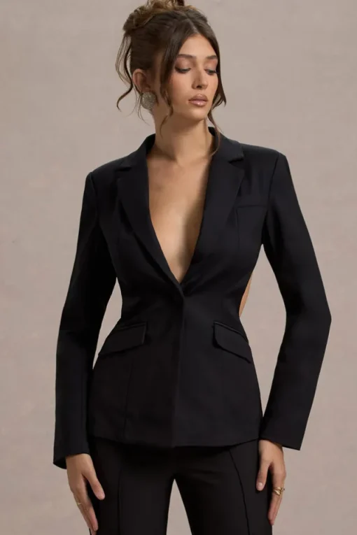 Fixation | Black Tailored Cut Out Blazer