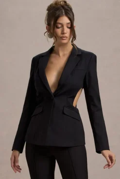Fixation | Black Tailored Cut Out Blazer