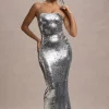 Flashback | Silver Sequin Strappy Maxi Dress