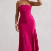Florianne | Hot Pink Ruched Bandeau Midi Dress