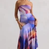 Florianne | Ombre Print Ruched Bandeau Midi Dress