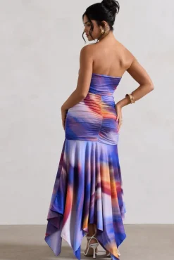 Florianne | Ombre Print Ruched Bandeau Midi Dress