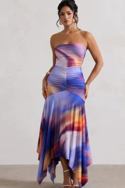 Florianne | Ombre Print Ruched Bandeau Midi Dress