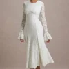 For Life | Cream Lace Long-Sleeve Midi Dress