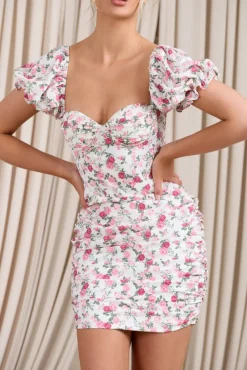 Freshly Picked | Pink Floral Puff-Sleeved Corset Mini Dress