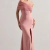 Fused | Blush Asymmetric Bardot Split Maxi Dress