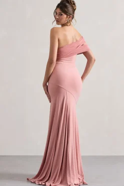 Fused | Blush Asymmetric Bardot Split Maxi Dress