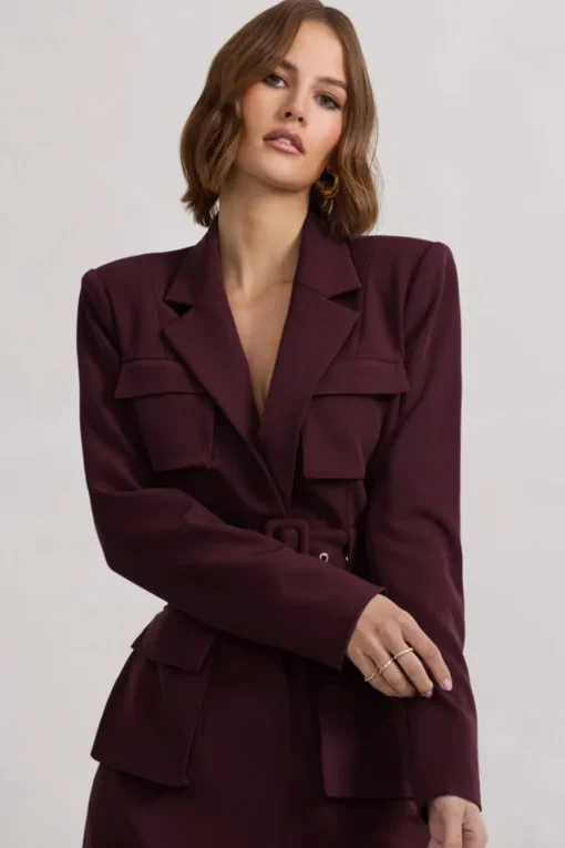 Genesis | Plum Belted Utility Blazer Dress