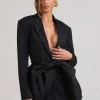 Gifted | Black Plunge Blazer With Statement Bow