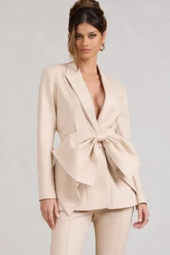 Gifted | Stone Plunge Blazer With Statement Bow
