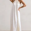 Gloriana | Cream Satin High-Neck Maxi Dress