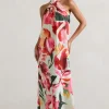 Gloriana | Mint Floral Print Satin High-Neck Maxi Dress