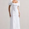 Hacienda | White Poplin Puff-Sleeve Maxi Dress
