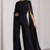 Harley | Black Straight-Leg Jumpsuit With Cape Sleeves