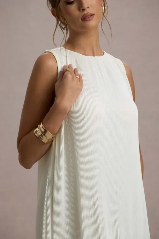 Hazelle | Cream Chiffon A-Line Ruffled Maxi Dress