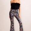 Heaven Sent | Black Aztec Sequin Fit And Flare Trousers