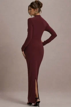 Hespera | Port High-Neck Long-Sleeve Gathered Maxi Dress