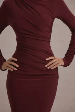 Hespera | Port High-Neck Long-Sleeve Gathered Maxi Dress