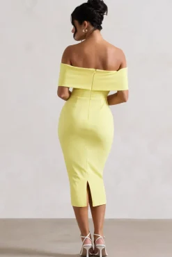 Hope | Lemon Bow Bardot Midi Dress