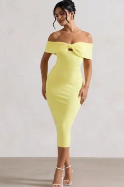 Hope | Lemon Bow Bardot Midi Dress