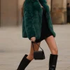 Hot Toddy | Bottle Green Short Faux Fur Coat