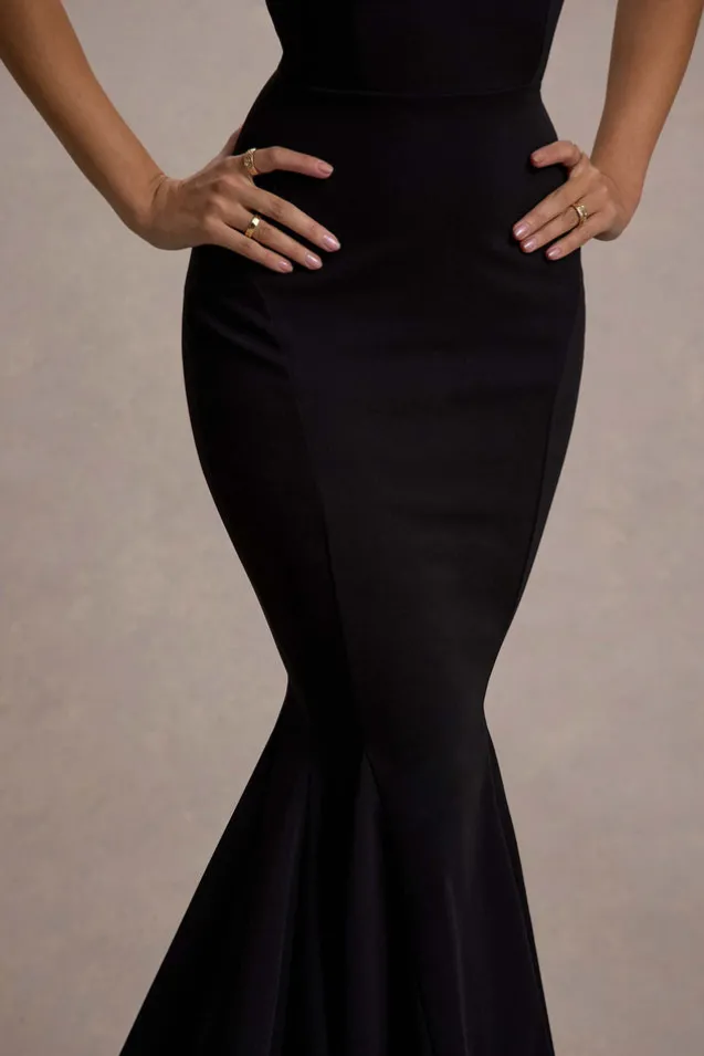 Impress Me | Black Strapless Bandeau Fishtail Maxi Dress