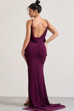 In Whispers | Burgundy Split Maxi Dress