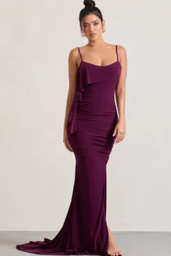 In Whispers | Burgundy Split Maxi Dress