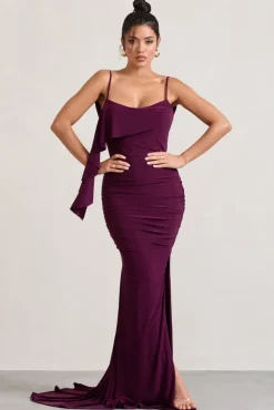 In Whispers | Burgundy Split Maxi Dress