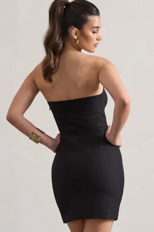 Indie | Black Bodycon Bandeau Mini Dress With Cut-Outs