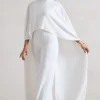 Indra | White High-Neck Wide-Leg Cape Jumpsuit