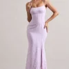 Intimacy | Lilac Lace Corset Split Maxi Dress