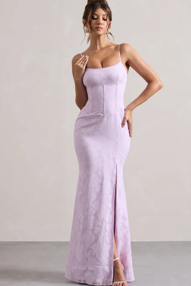 Intimacy | Lilac Lace Corset Split Maxi Dress