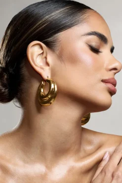 Iowa | Gold Chunky Statement Hoop Earrings