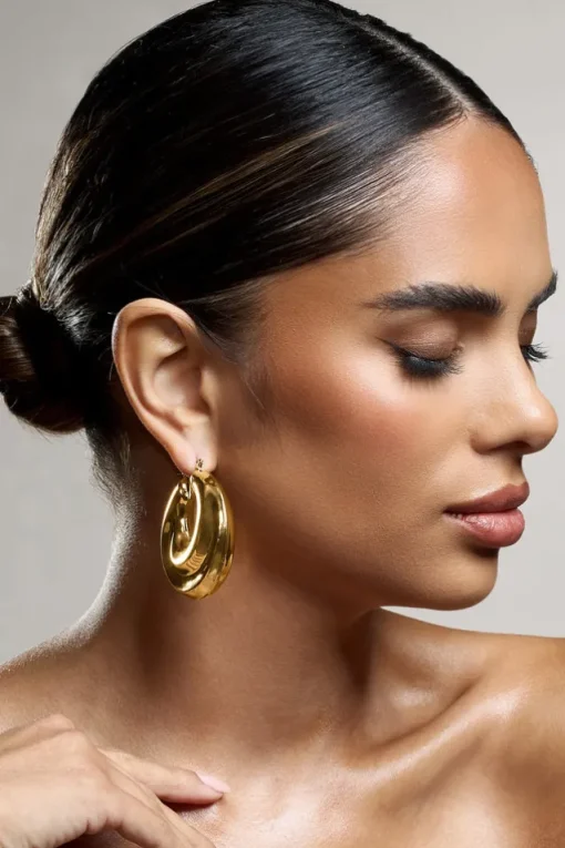 Iowa | Gold Chunky Statement Hoop Earrings