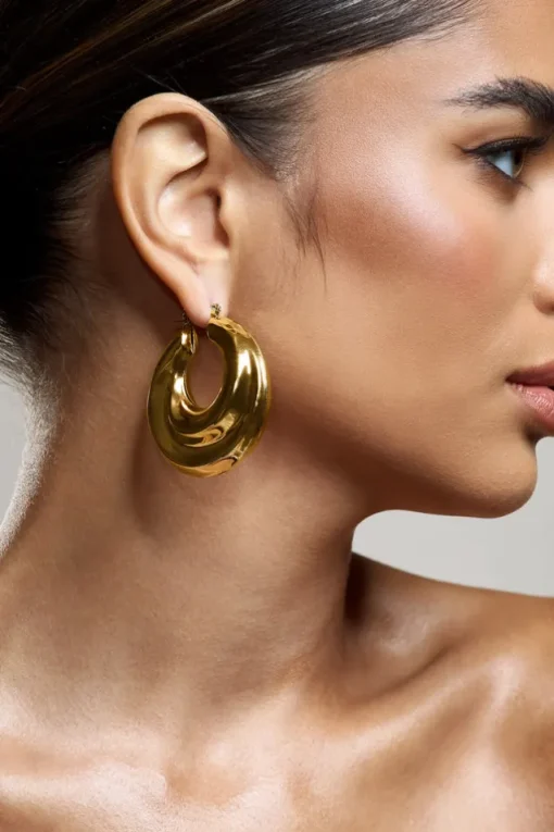 Iowa | Gold Chunky Statement Hoop Earrings