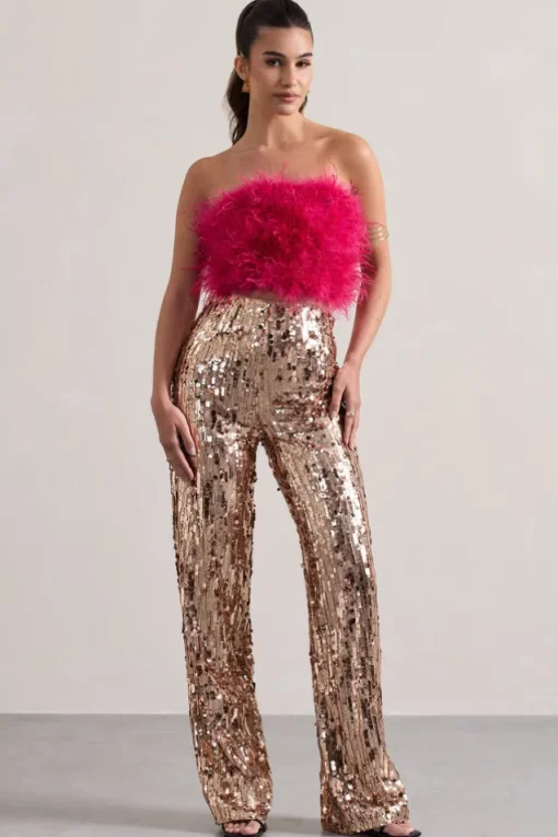 Iridescence | Gold Sequin Wide-Leg Trousers