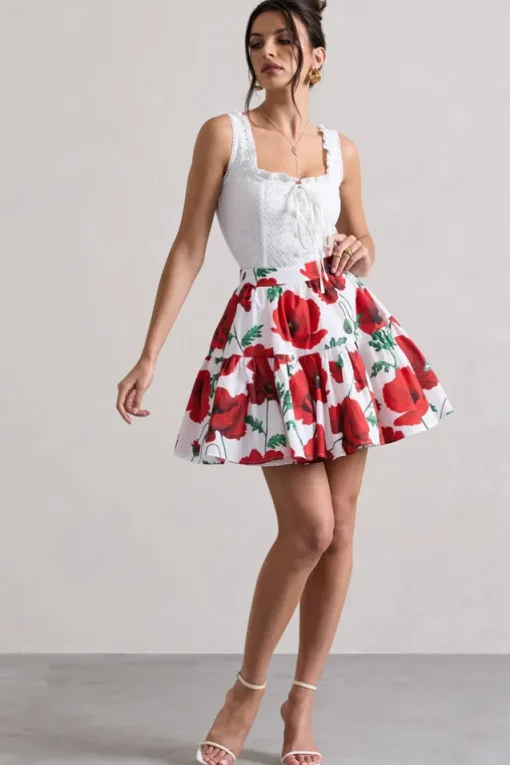 Isola | Poppy Print Poplin Tired Mini Skirt