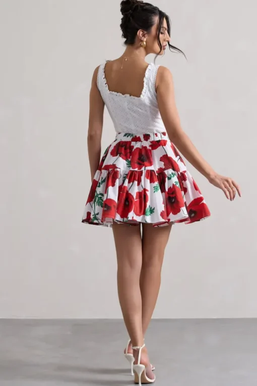 Isola | Poppy Print Poplin Tired Mini Skirt
